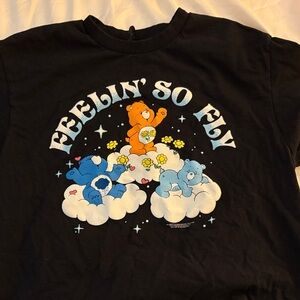 Black Graphic Tee with Bear Design